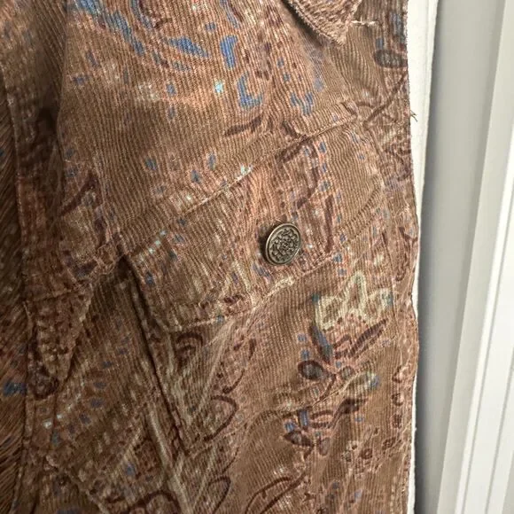 Western Boho Brown Corduroy Jacket Women's XL  Indie Paisley 98% Cotton - Picture 9 of 11